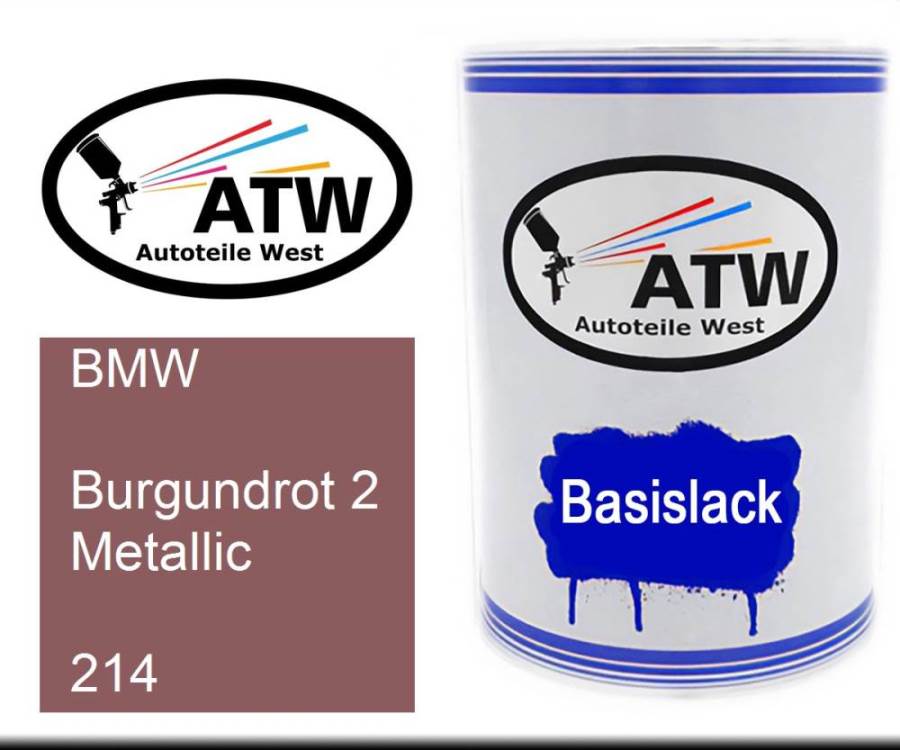 BMW, Burgundrot 2 Metallic, 214: 500ml Lackdose, von ATW Autoteile West.